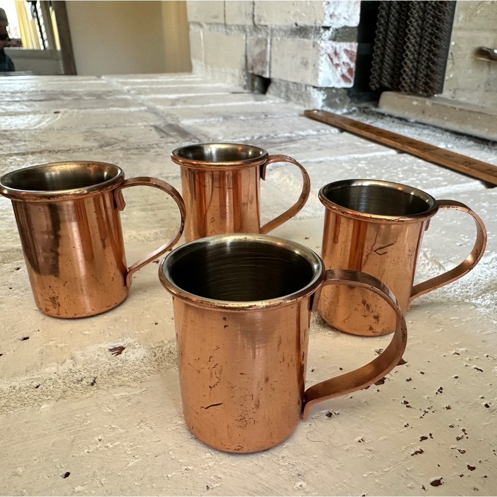 Set of 4 mini Moscow mule shot glasses copper